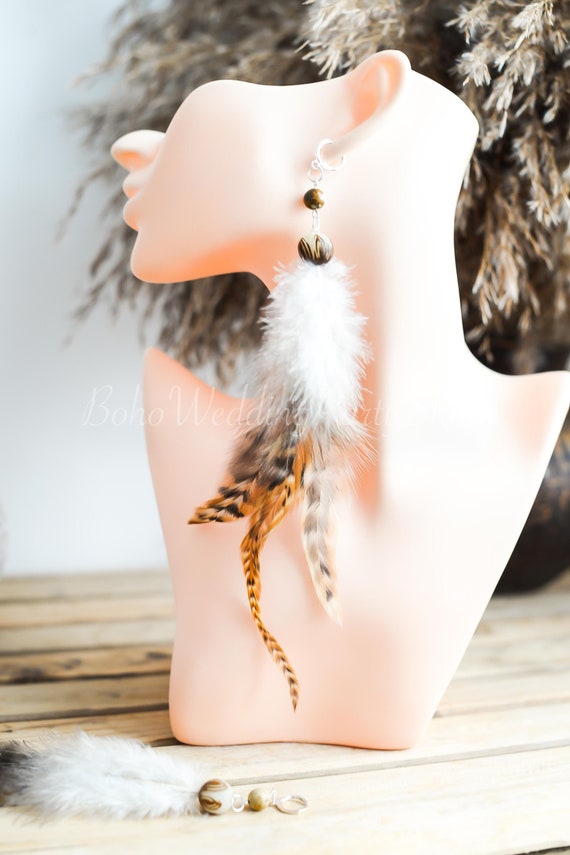 Small feather earrings deals