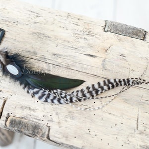 Black Boho Feather Hair clip, Feather Hair clip Boho headpiece, Feather jewelry, Long feather clip, Festival accessories, Feather Extension