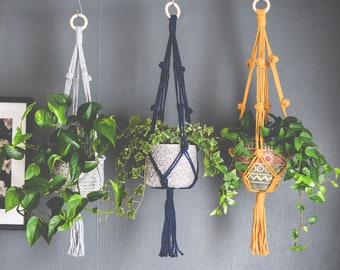 Lot of 3 pieces, Macrame plant hanger, Indoor plant hanger, Bohemian home decor, Plant hangers set, Macrame Plant Holder, Plant Hanger