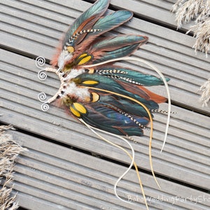Brown feather ear cuff, Feather Ear Wrap, Ear Cuff with Feathers, Feather Ear Cuff, Natural Feather Earring, Ear Wrap Cuff, Boho ear cuff
