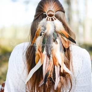 Feather headpiece, Boho headpiece, Feather jewelry, Feather headband, Festival hair accessories, Wedding hair piece, Feather headband