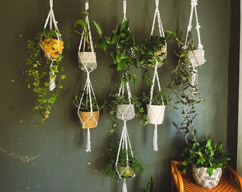 Lot of 5 pieces, Macrame plant hanger, Indoor plant hanger, Bohemian home decor, Plant hangers set, Macrame Plant Holder, Plant Hanger