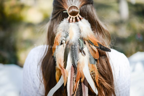 Feather Headpiece, Boho Headpiece, Feather Jewelry, Feather