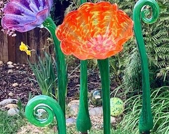 Sculpted Glass Fiddlehead, Garden Art