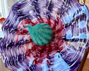 Blown Glass Garden Flower: 12" with Copper Pole