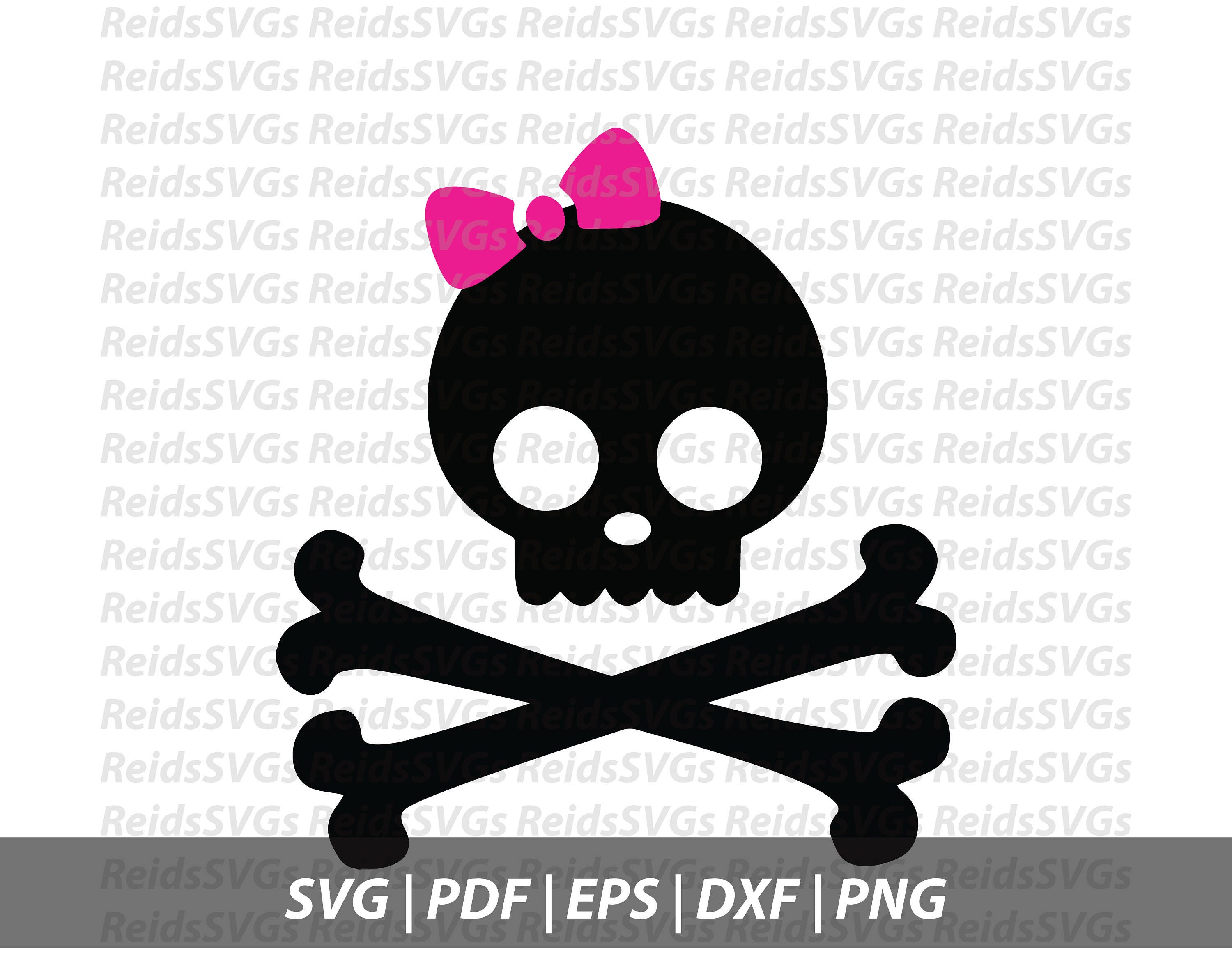 Download Girly Skull And Crossbones Svg Cricut Silhouette Cutting Etsy