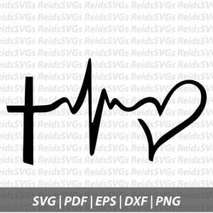 Cross Heartbeat SVG / Cricut / Silhouette / Máquinas de corte
