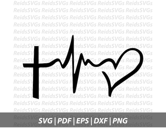 Download Cross Heartbeat SVG Cricut Silhouette Cutting Machines | Etsy