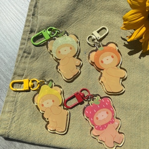 Fruit Hat Baers || Cute Posing Bear Acrylic Keychain