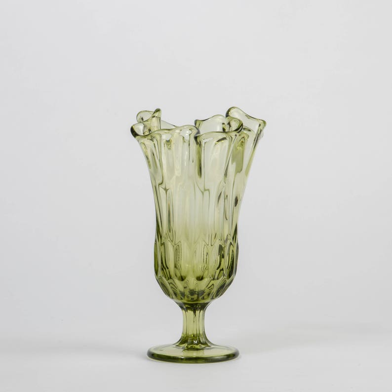 Fenton Thumbprint Handkerchief Swung Vase Compote Colonial Etsy