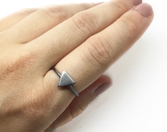 Triangle Ring - Sterling Silver 925 - Yellow Gold Plated - Rose Gold Plated - Silver - Black Plated