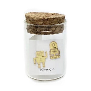 Roboter-Ohrringe - Sterling Silber 925 - Gelbgold vergoldet - Rose Gold vergoldet - Silber - schwarz vergoldet