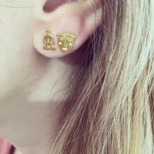 Yoga Posh Earring, Yoga, Om Energy Charm, Yoga Teacher Gift, Sterling Silver 925, Gold plated