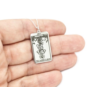 Colgante hombre Tarot collar de cartas, cadena de encanto, plata de ley 925, chapado en oro