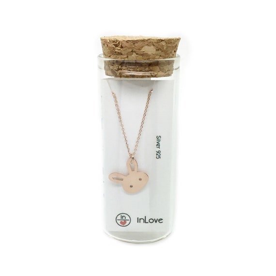 Collana Con Ciondolo A Coniglio In Argento 925 Placcato Oro - Regalo Donna