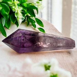 Bahia Amethyst Dragon Tooth Crystal Wand: Rainbows & Smokey Citrine