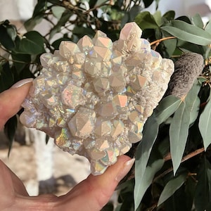 Angel Aura White Quartz Crystal Heart Cluster