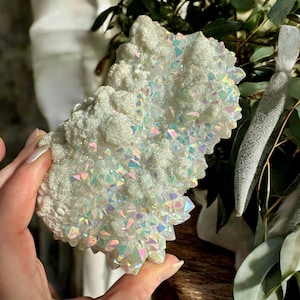 Ethereal Angel Aura White Quartz Crystal Heart Cluster