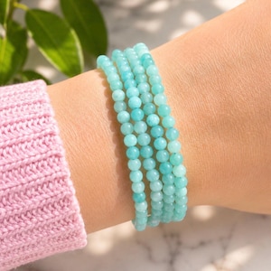Amazonite Crystal Bracelet • 3mm Stretch Bead, Emotional Balance image 1