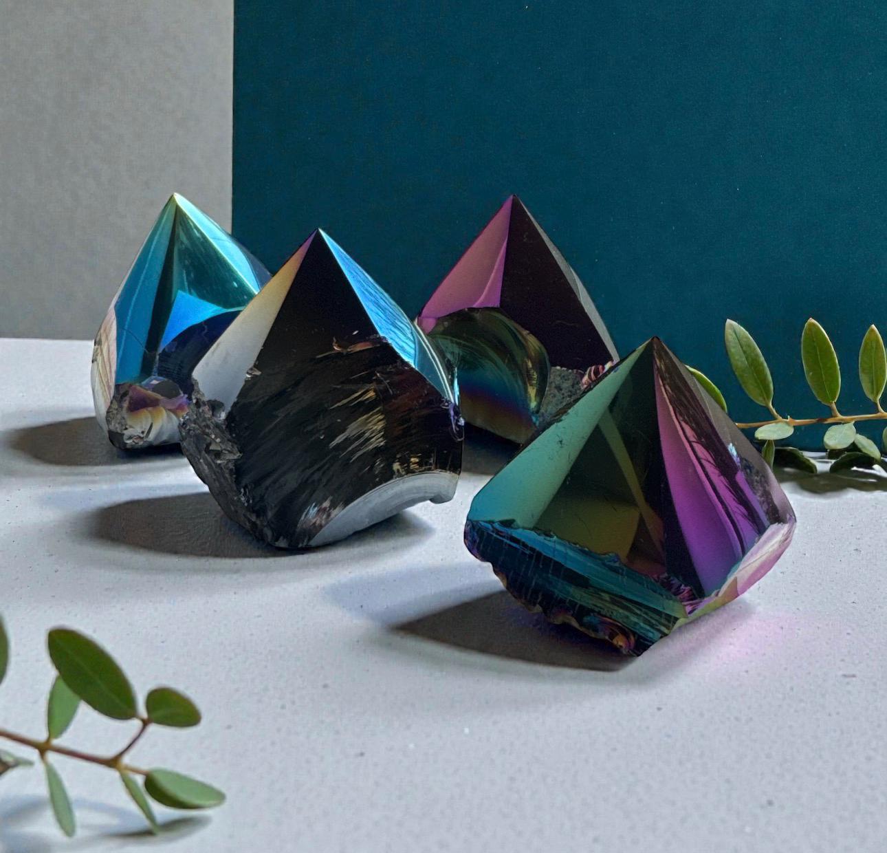 Rainbow Aura Obsidian Crystal – Cut Base Statement Decor - Etsy UK