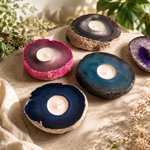 Agate Geode Candle Holder: Ethereal Crystal Home Decor image 3