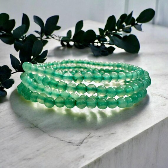 ハンドメイド グリーン クリスタル ビーズ ブレスレット 天然石 ファントム ピラミッド クォーツ ブレスレット レイキ
