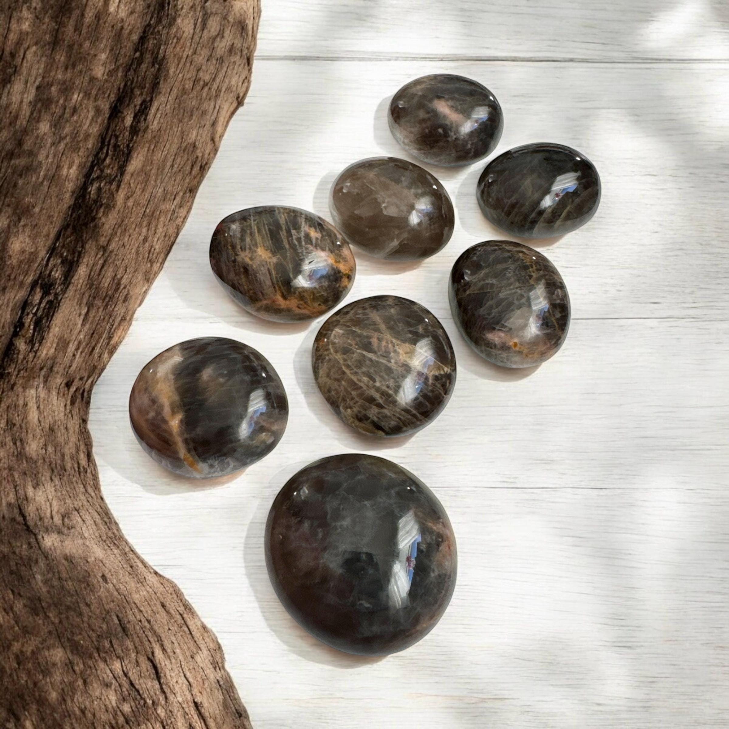 Black Moonstone Palm Stone - Luna by Louise, Crystal Shop UK | Mysterious and Powerful Energy Crystal