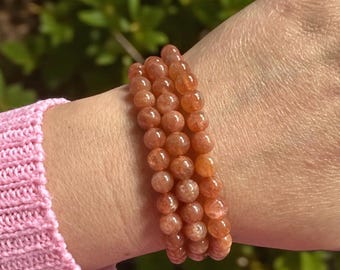 Pulsera de cristal Sunstone de 6 mm • Positividad, confianza y energía. 19 cm