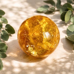 Yellow Fluorite Sphere with Mica: Crystal Healing, Confidence & Creativity