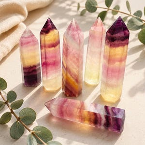 Polished Candy Fluorite Tower: Healing Crystal Obelisk, Spiritual Home Decor