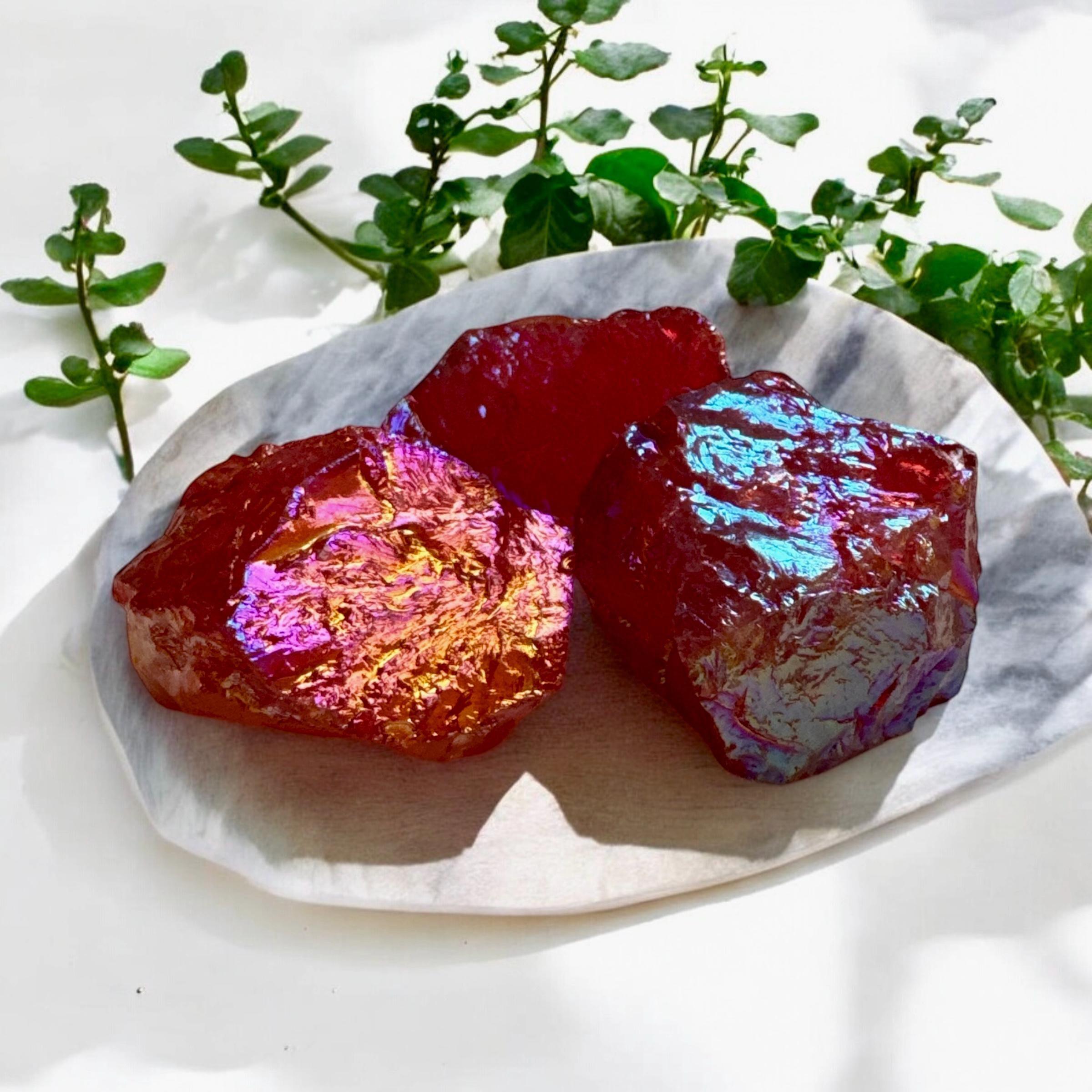 レッドオーラクォーツクリスタル：鮮やかなヒーリングストーン - Etsy 日本