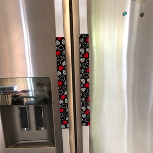 黒、赤、白のバレンタインテーマの家電ハンドルカバー - ステンレススチール家電ハンドルに高級感をプラス - リバーシブル