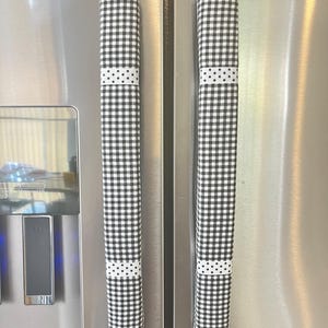 Stylish Black & White Buffalo Plaid Handle Covers for Appliances - Keep Them Clean, Upgrade Your Kitchen with Trendy Fridge Handle Covers