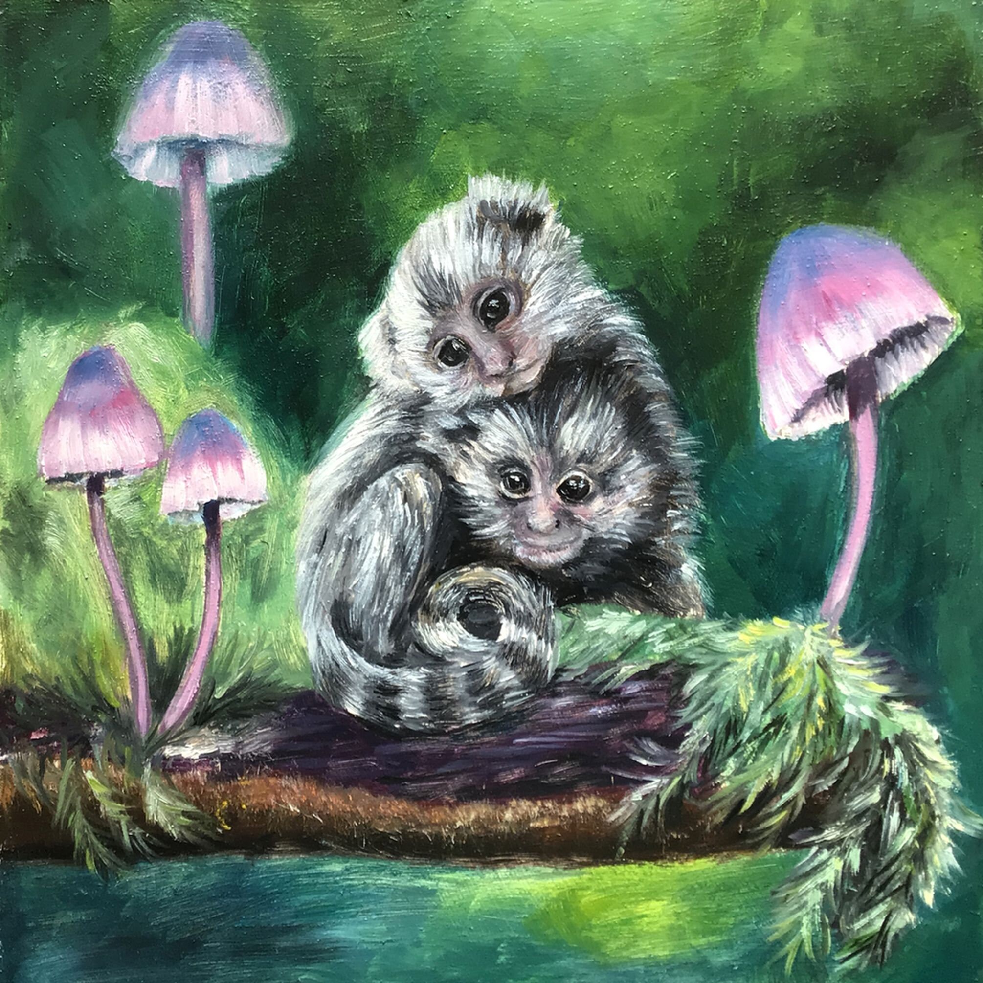 Monkey Original Small Oil Painting 8 by 8 Baby Etsy
