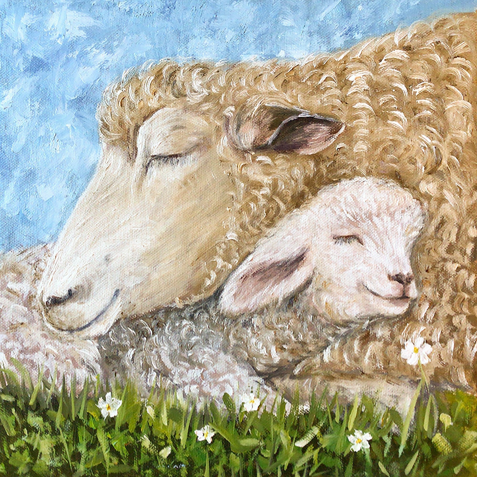 Lamb Original Oil Painting 12 by 12 Ewe Animal Etsy