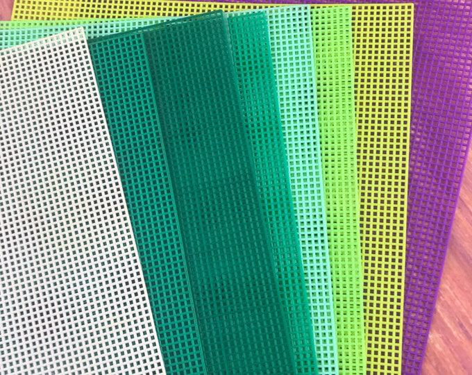 Plastic Canvas Needlepoint 7 Mesh Grid Yellow Green Etsy