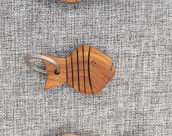 Moving Olive Wooden Fish on Keyring