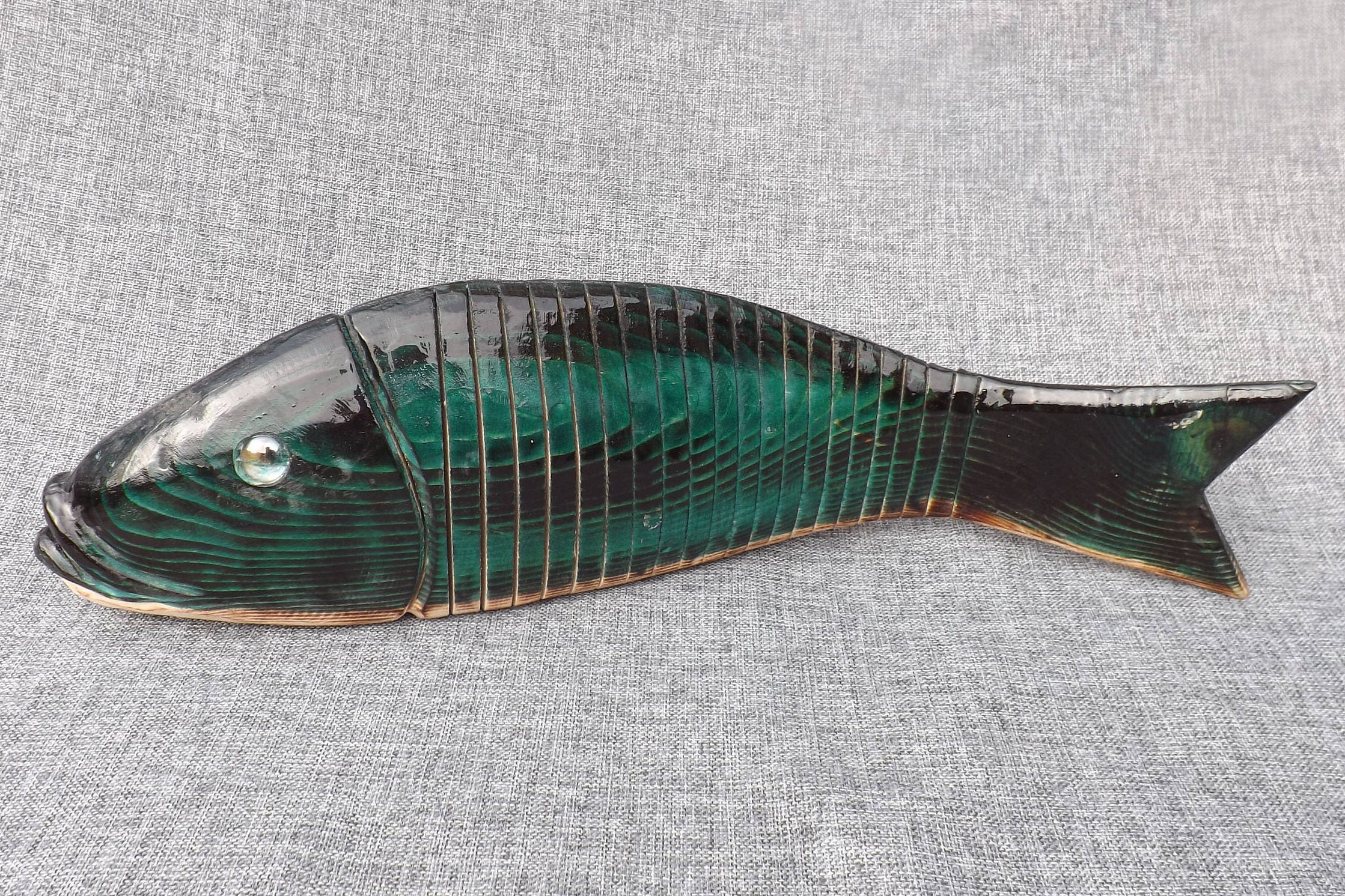木彫り　鯉　carp fish レトロアンティーク　置物 Handmade Wooden Carp Fish With Realistic Movement - Etsy