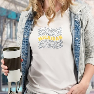 Michigan Wolverines Wave SVG, Great for Game Day, SVG for Cricut, Michigan Shirt, Michigan Wolverines, blue and gold, retro feel, digital