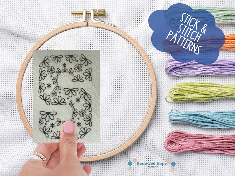 Stick and Stitch Hand Embroidery Daisy Alphabet Patterns Etsy
