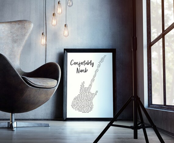 Personalised Song Lyrics A3 Poster Print Comfortably Numb Etsy