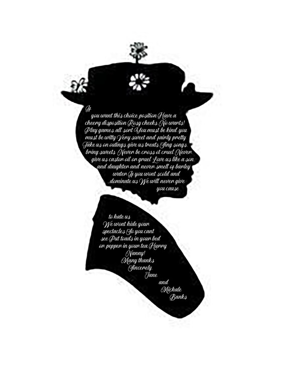 Mary Poppins Head Letter Nanny A4 Print Etsy