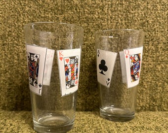 Playing Card Drinking Glasses - SET OF TWO