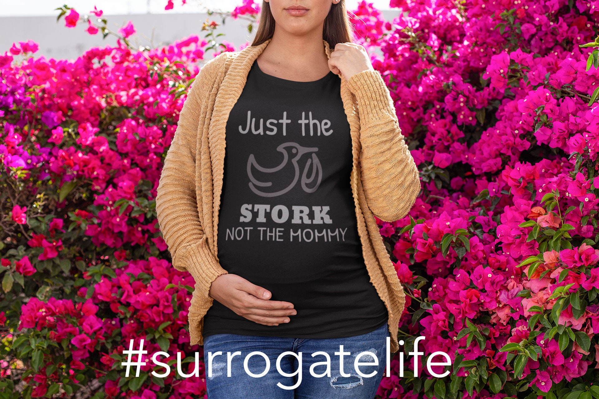 Just The Stork Not The Mom Surrogacy Funny Unisex Hoodie