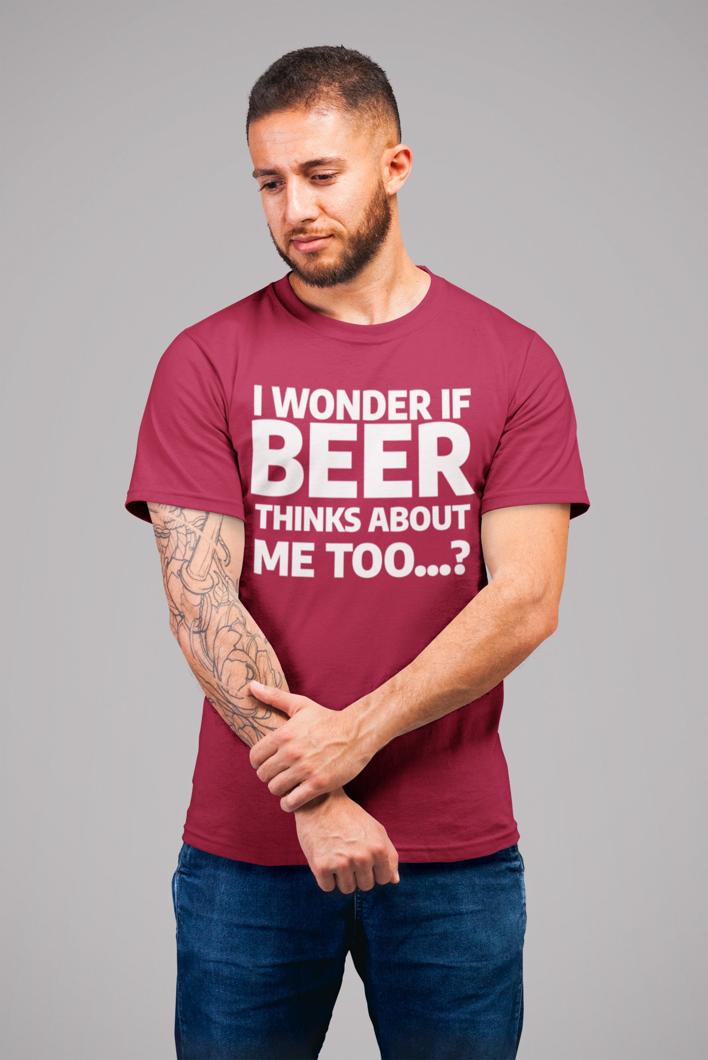 Men's Beer Shirt I Wonder if Beer Thinks About Me | Etsy