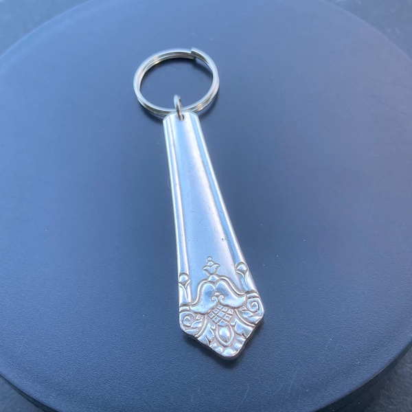Llavero cuchara vintage único bañado en plata