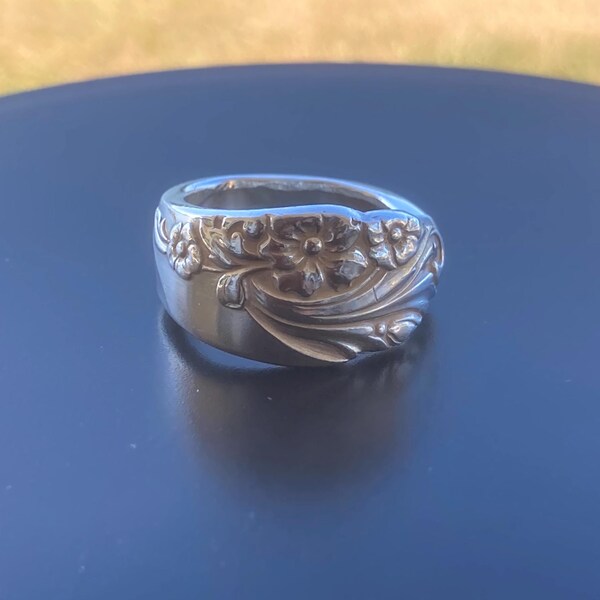 Anillo de cuchara tamaño 9 vintage bañado en plata