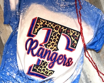 SPORTS BLEACHED TSHIRT / Baseball Leopard Tee/ Leopard Bleached T-shirt