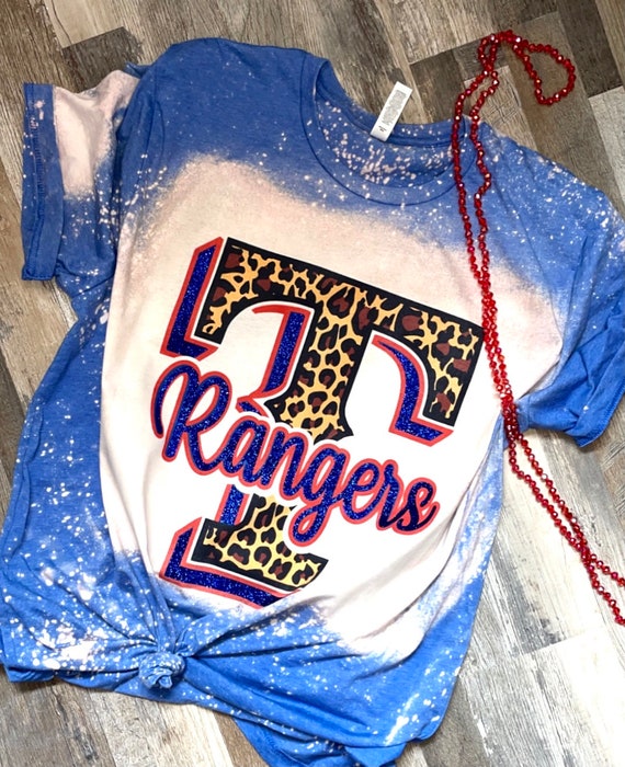 SPORTS BLEACHED TSHIRT / Baseball Leopard Tee/ Leopard Bleached T-shirt