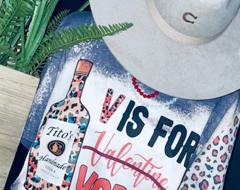 V is For Vodka Valentine’s Tshirt/ Vodka T-shirt/ Valentine’s Tee / Leopard